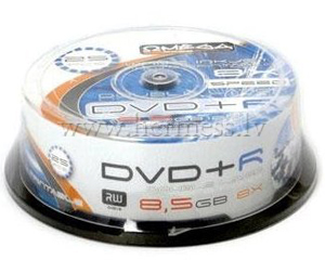 Diski DVD+R DL 8.5Gb, apdrukjami, Cakebox 50gab.