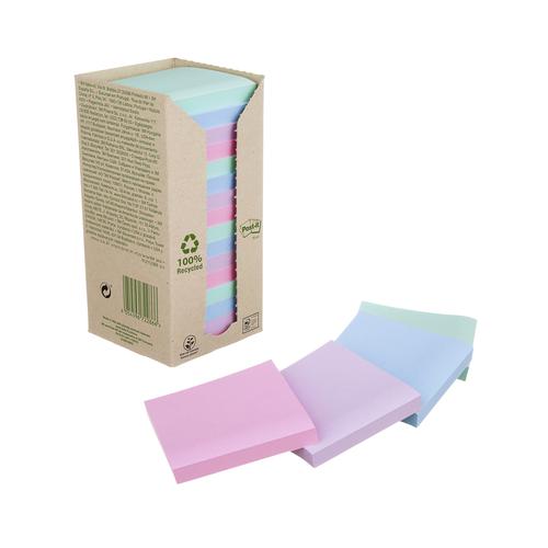 Piezmju lmlapias POST-IT RECYCLED Pastel ar izmru 76x76mm, 16 gab./iepakojum